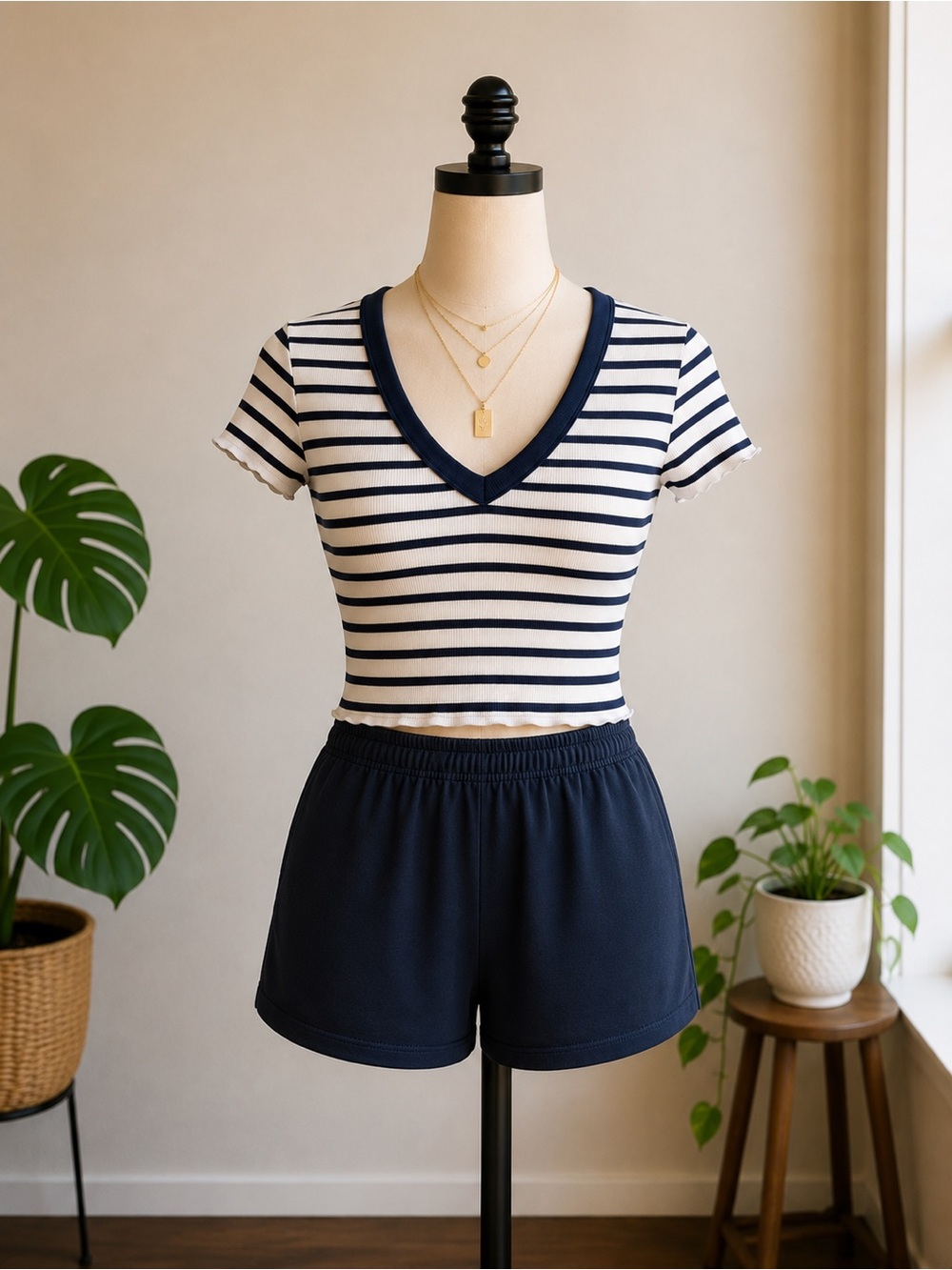 Navy & White Ribbed Striped Baby Tee | Coastal Granddaughter